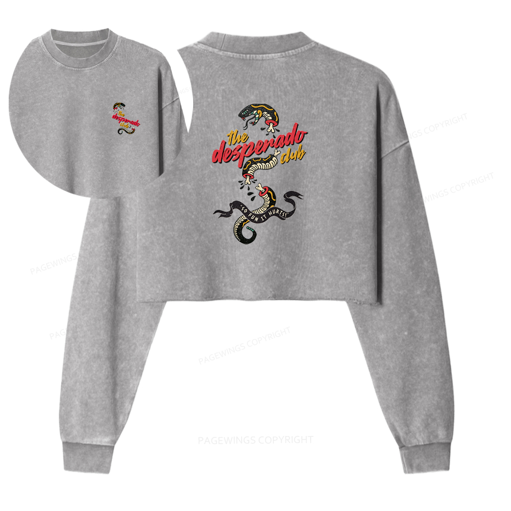 Pagewings The Desperado Club Washed Crop Sweatshirt