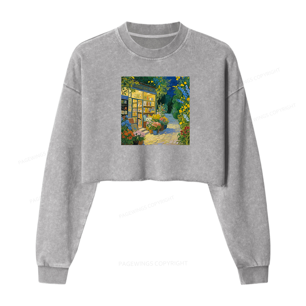 Pagewings Bookshop Washed Crop Sweatshirt