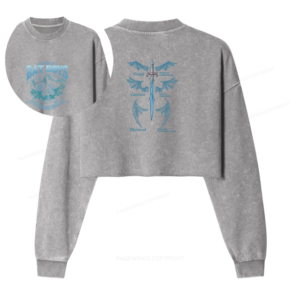 Pagewings Bat Boys Washed Crop Sweatshirt