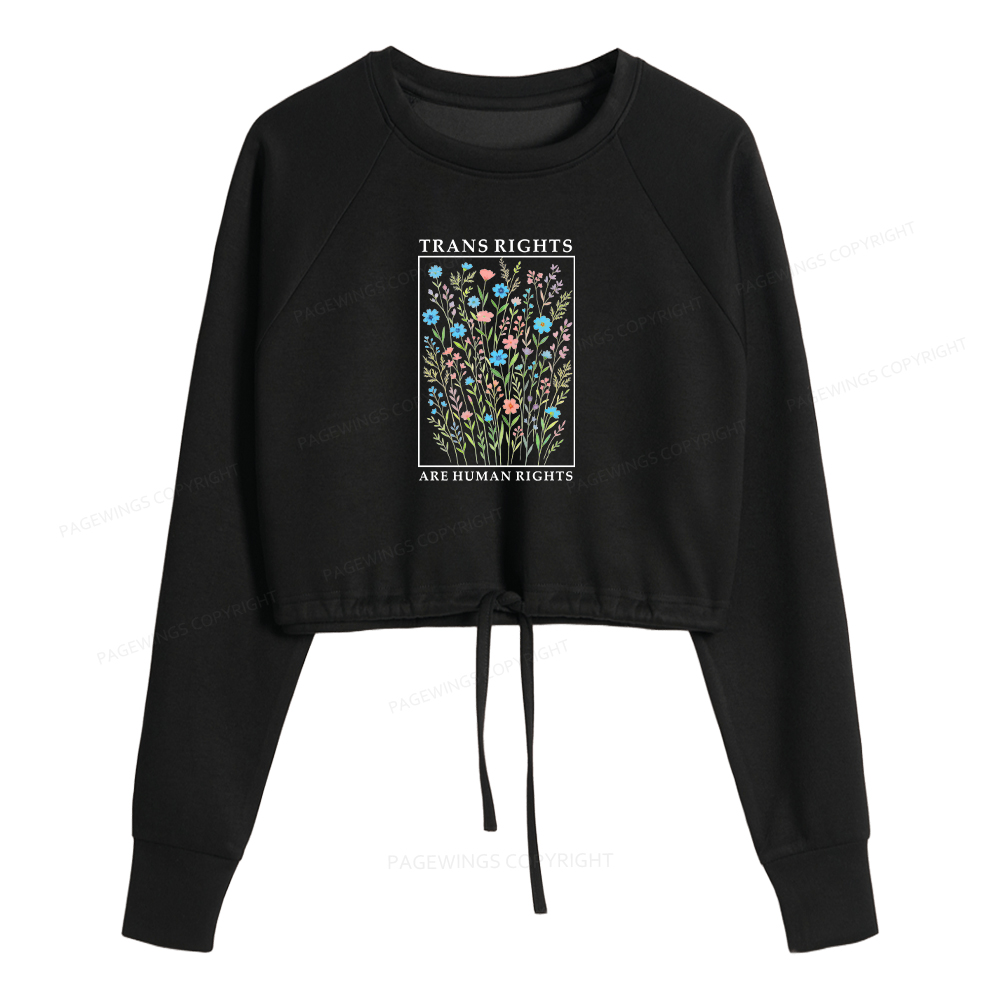 Pagewings Trans Rights Are Human Rights Women Cropped Sweatshirt 
