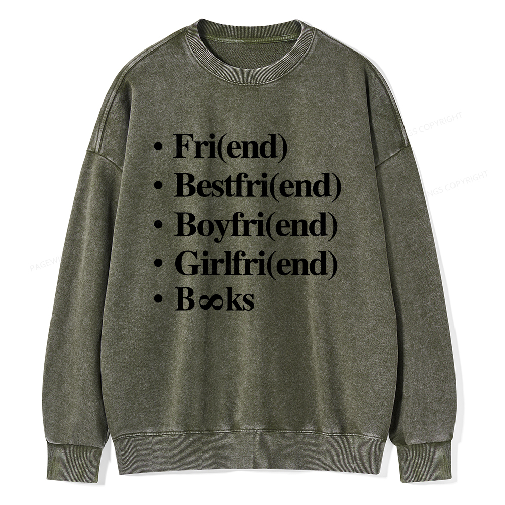 Pagewings Friends Love And Books Matter Unisex Washed Sweatshirt