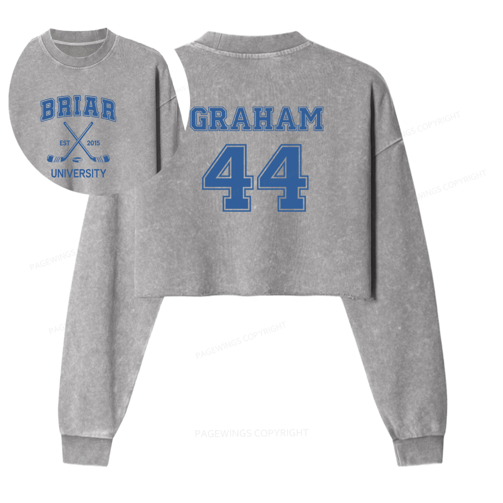 Pagewings Hockey Romance Washed Crop Sweatshirt