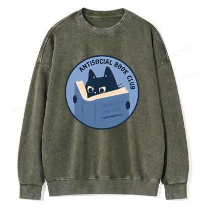 Pagewings Anitisocial Book Club Unisex Washed Sweatshirt