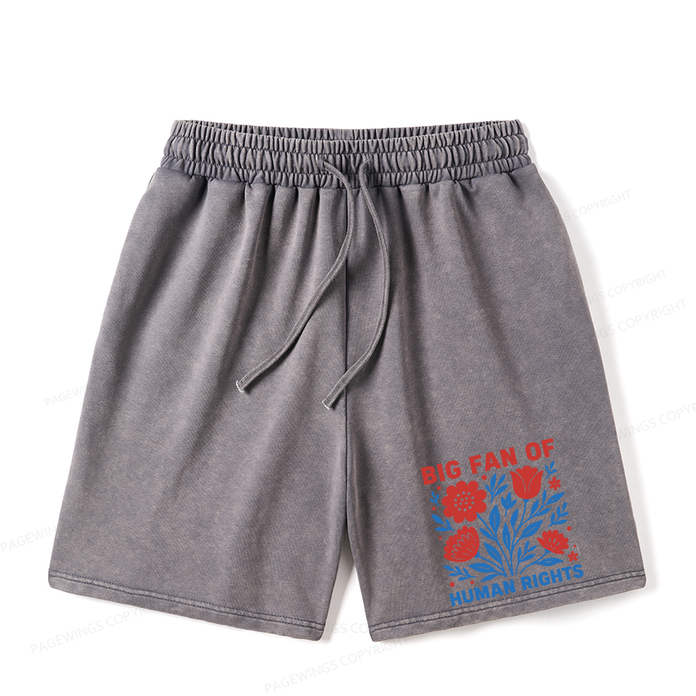 Pagewings Big Fan Of Human Rights Unisex Washed Shorts