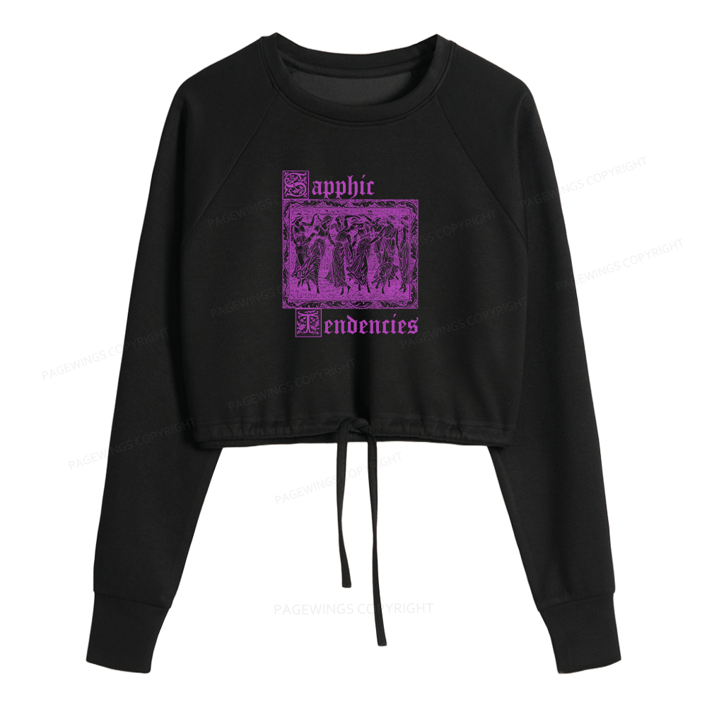 Pagewings Sapphic Tendencies Women Cropped Sweatshirt 