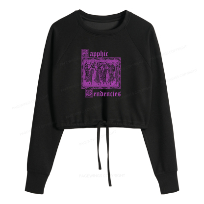 Pagewings Sapphic Tendencies Women Cropped Sweatshirt 