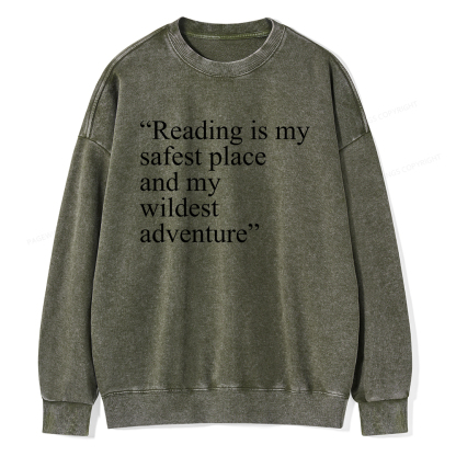  Pagewings Reading Is My Safest Place Unisex Washed Sweatshirt