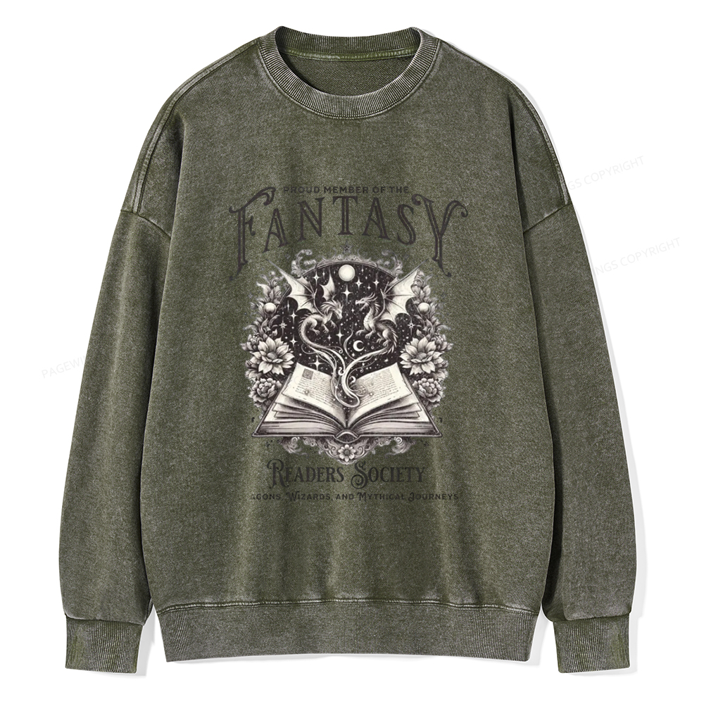 Pagewings Fantasy Readers Society Unisex Washed Sweatshirt