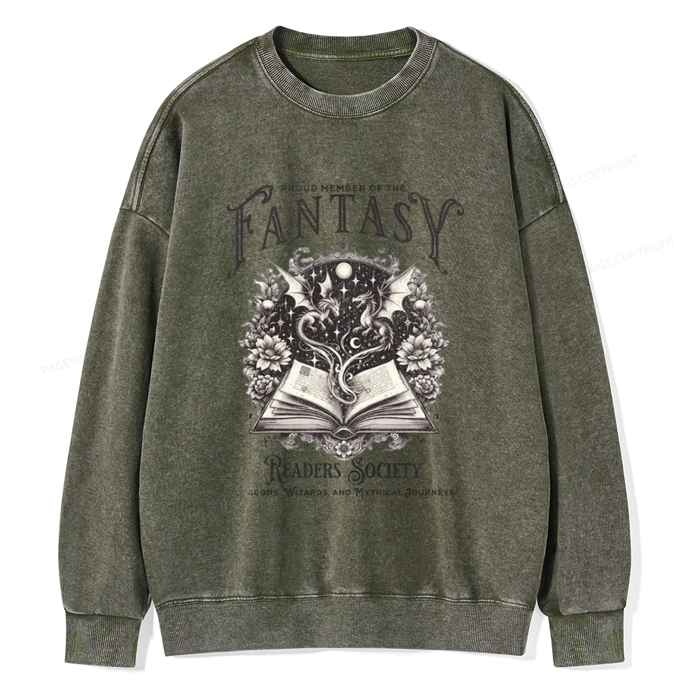 Pagewings Fantasy Readers Society Unisex Washed Sweatshirt