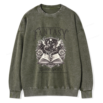 Pagewings Fantasy Readers Society Unisex Washed Sweatshirt