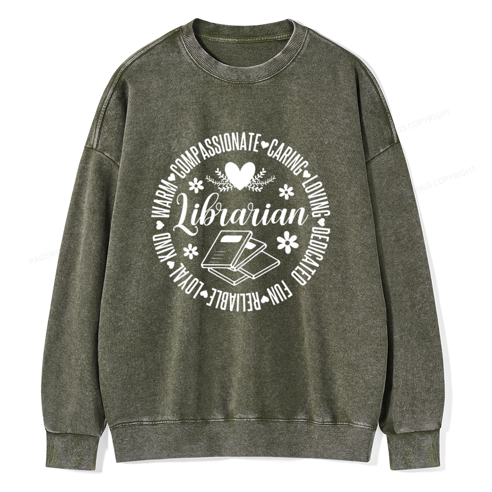 Pagewings Librarian Book Lover Unisex Washed Sweatshirt