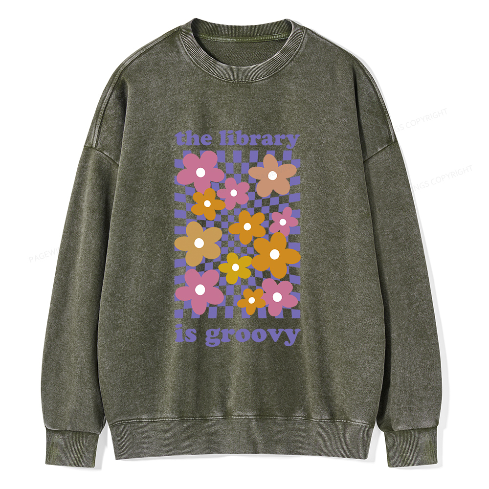 Pagewings The Library is Groovy Unisex Washed Sweatshirt