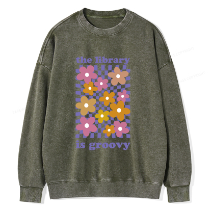 Pagewings The Library is Groovy Unisex Washed Sweatshirt