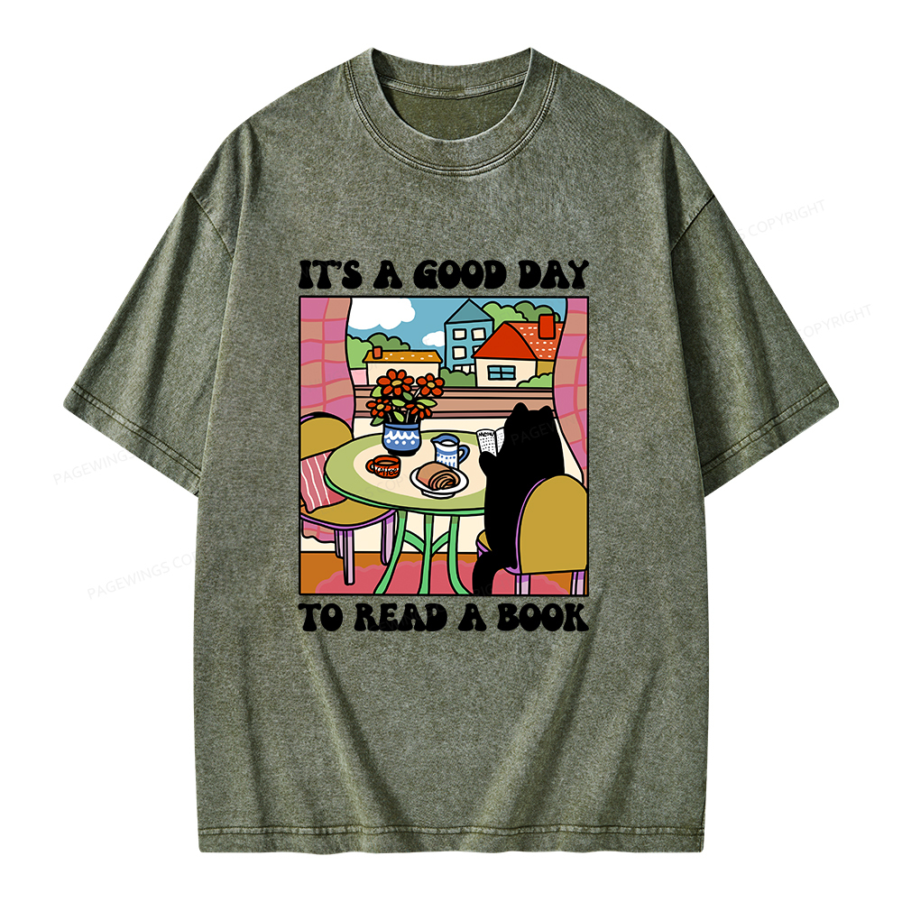 Pagewings It's A Good Day  To Read A Book Unisex Washed T-shirt