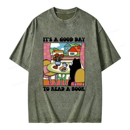 Pagewings It's A Good Day  To Read A Book Unisex Washed T-shirt