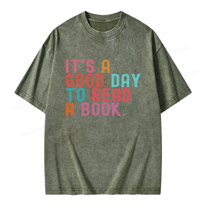 Pagewings It's Good Day to Read A Book Unisex Washed T-shirt