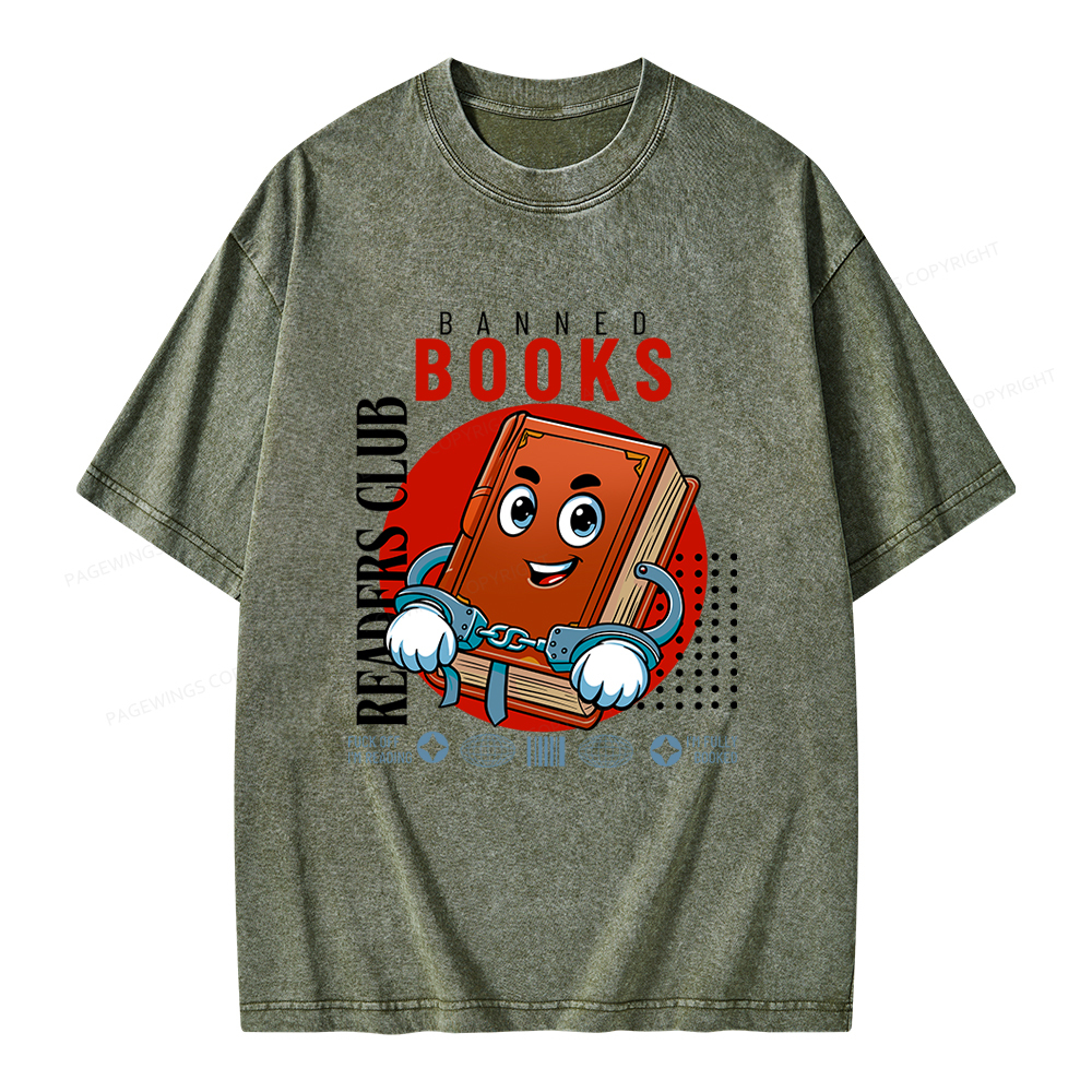 Pagewings Banned book readers club Unisex Washed T-shirt