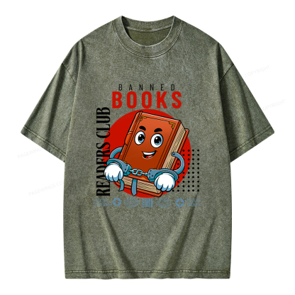 Pagewings Banned book readers club Unisex Washed T-shirt
