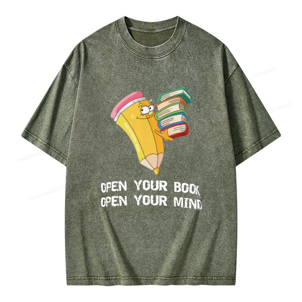 Pagewings Open Your Book Open Your Mind Unisex Washed T-shirt