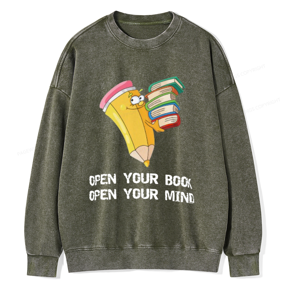 Pagewings Open Your Book Open Your Mind Unisex Washed Sweatshirt