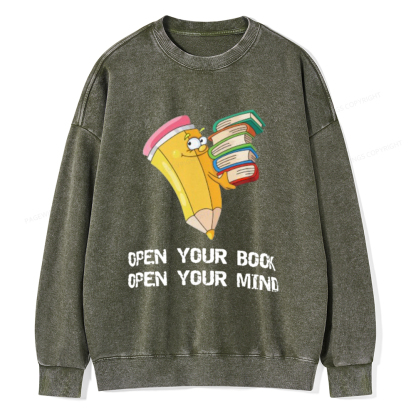 Pagewings Open Your Book Open Your Mind Unisex Washed Sweatshirt