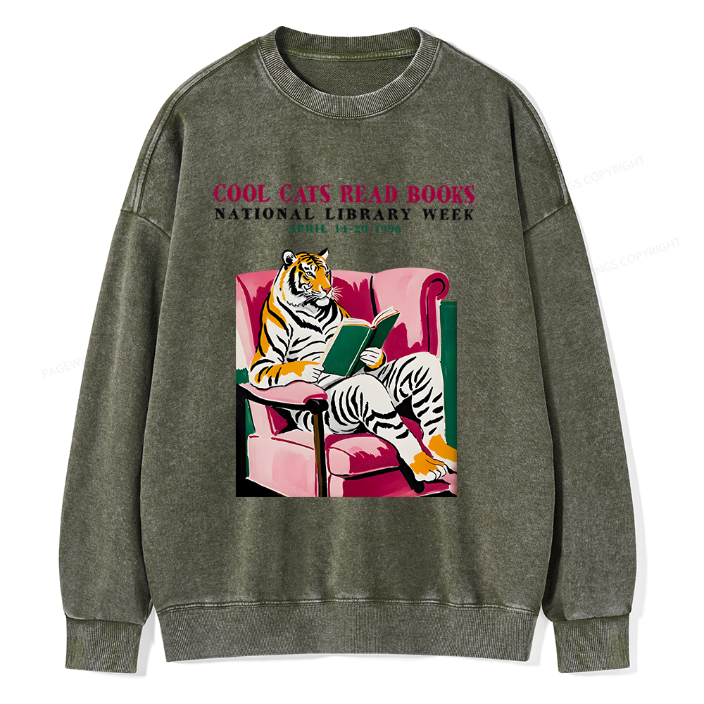 Pagewings Library Week Poster 1996 Unisex Washed Sweatshirt