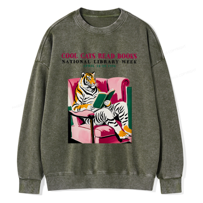 Pagewings Library Week Poster 1996 Unisex Washed Sweatshirt
