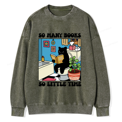 Pagewings So Many Books So Little Time Unisex Washed Sweatshirt