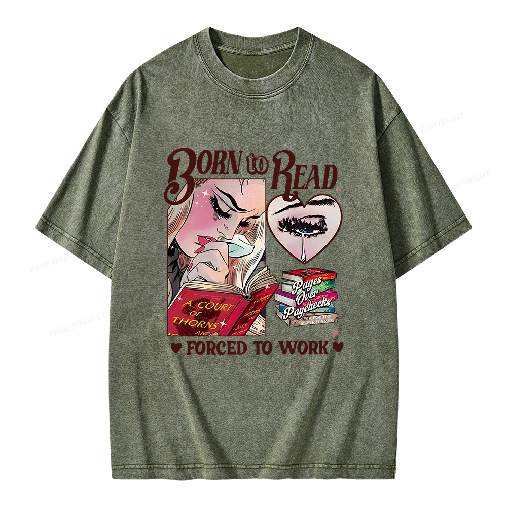 Pagewings Born To Read Bookish Unisex Washed T-shirt