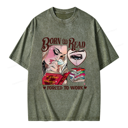 Pagewings Born To Read Bookish Unisex Washed T-shirt