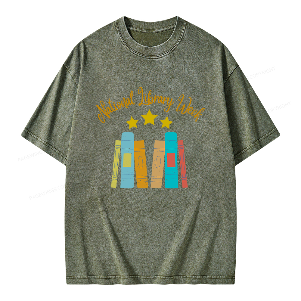 Pagewings National Library Week Unisex Washed T-shirt