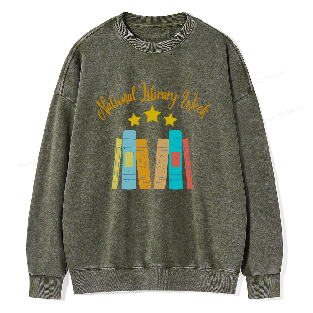 Pagewings National Library Week Unisex Washed Sweatshirt