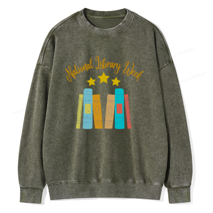 Pagewings National Library Week Unisex Washed Sweatshirt