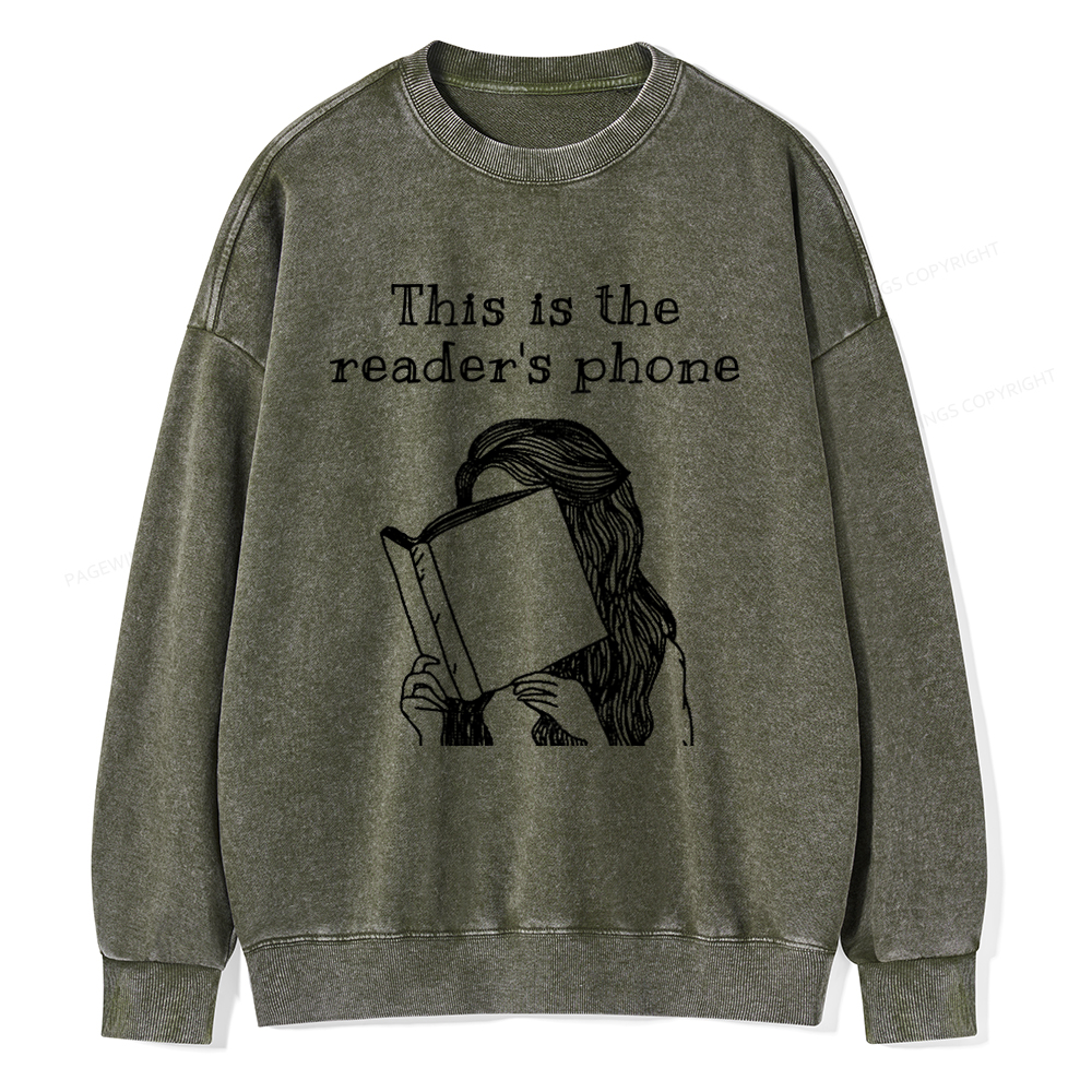 Pagewings This Is The Readers Phone Unisex Washed Sweatshirt