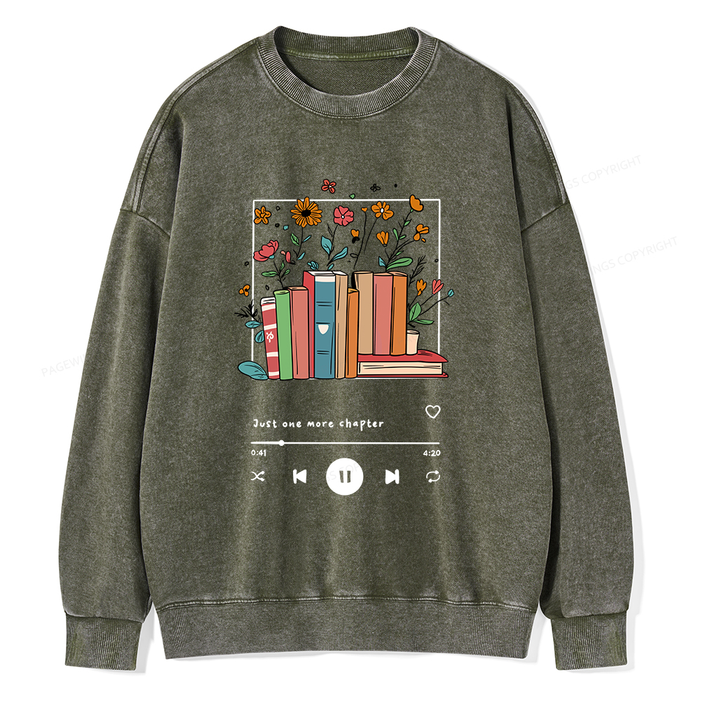 Pagewings Just One More Chapter Unisex Washed Sweatshirt