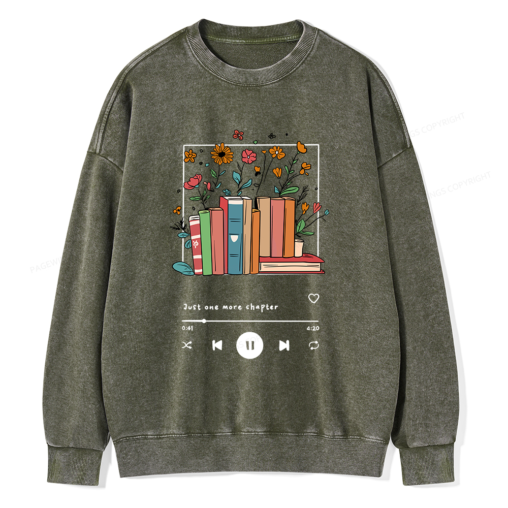 Pagewings Just One More Chapter Unisex Washed Sweatshirt