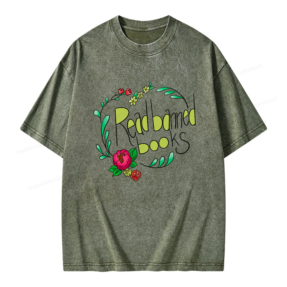 Pagewings Read Banned Books Unisex Washed T-shirt