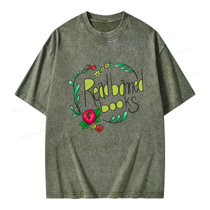 Pagewings Read Banned Books Unisex Washed T-shirt