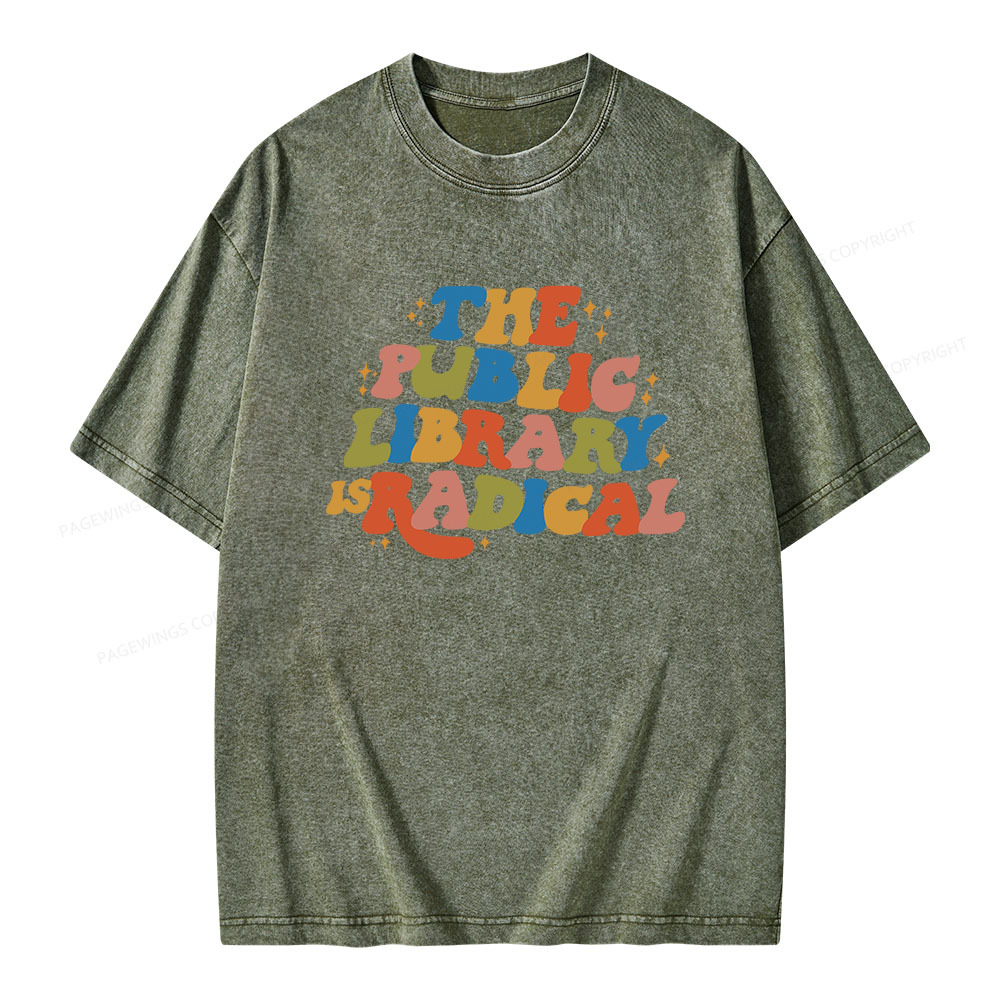 Pagewings Public Library Unisex Washed T-shirt