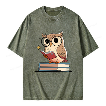 Pagewings The Owl Reader Unisex Washed T-shirt