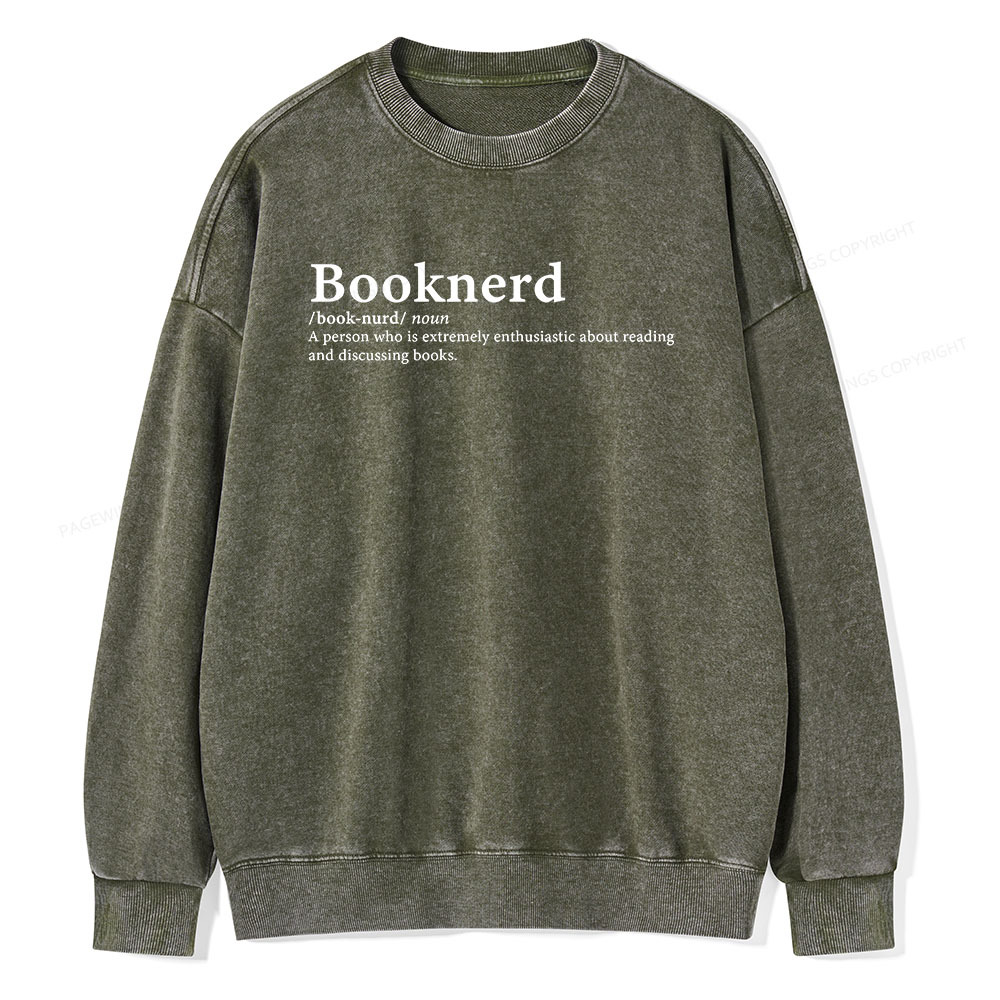 Pagewings Booknerd Book Lover Enthusiast Unisex Washed Sweatshirt