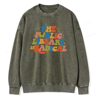 Pagewings Public Library Unisex Washed Sweatshirt