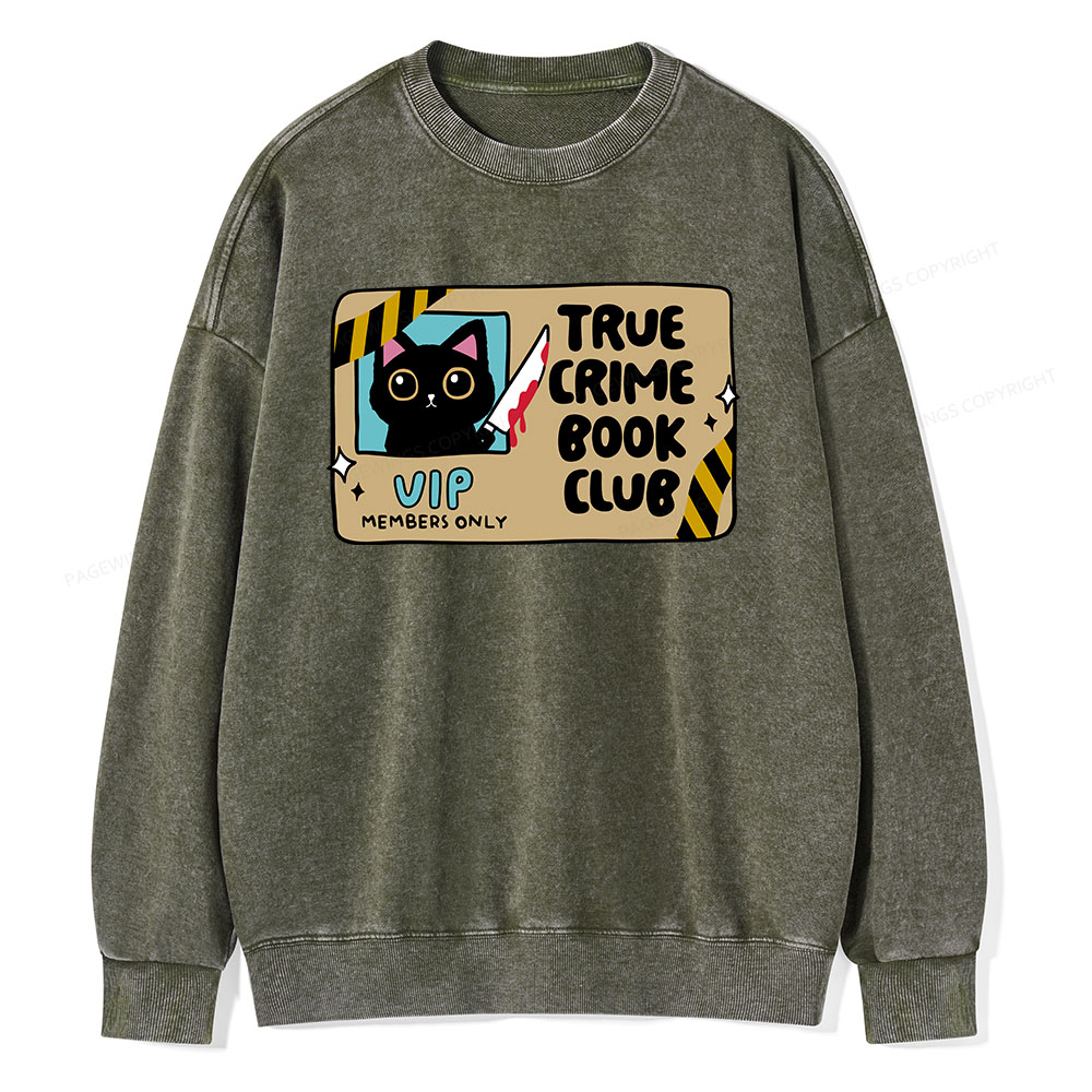 Pagewings True Crime Book Club Unisex Washed Sweatshirt