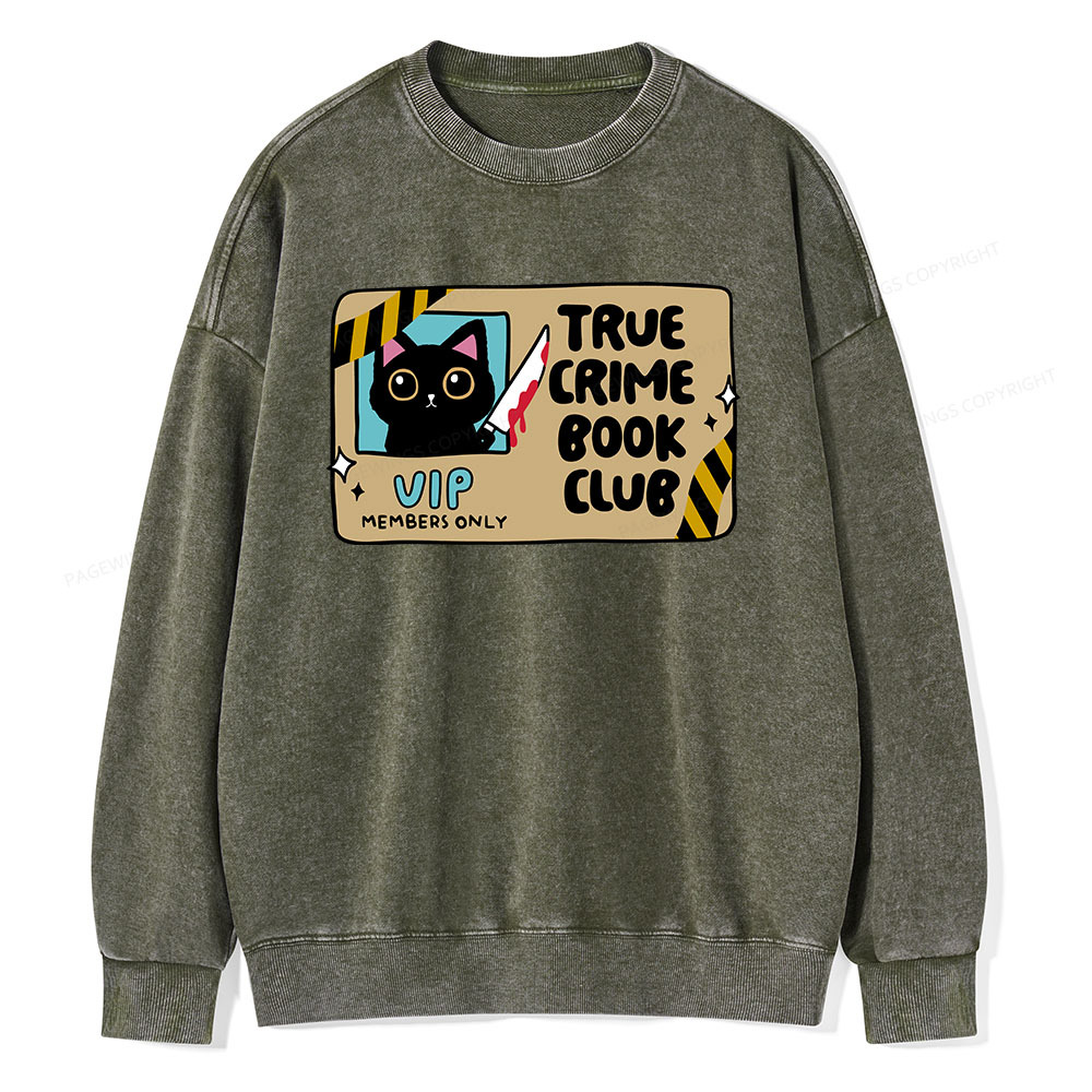 Pagewings True Crime Book Club Unisex Washed Sweatshirt