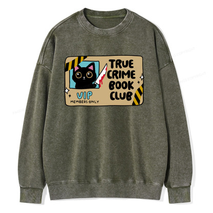 Pagewings True Crime Book Club Unisex Washed Sweatshirt