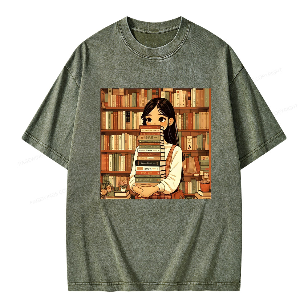 Pagewings A Girl Who Loves To Read Unisex Washed T-shirt