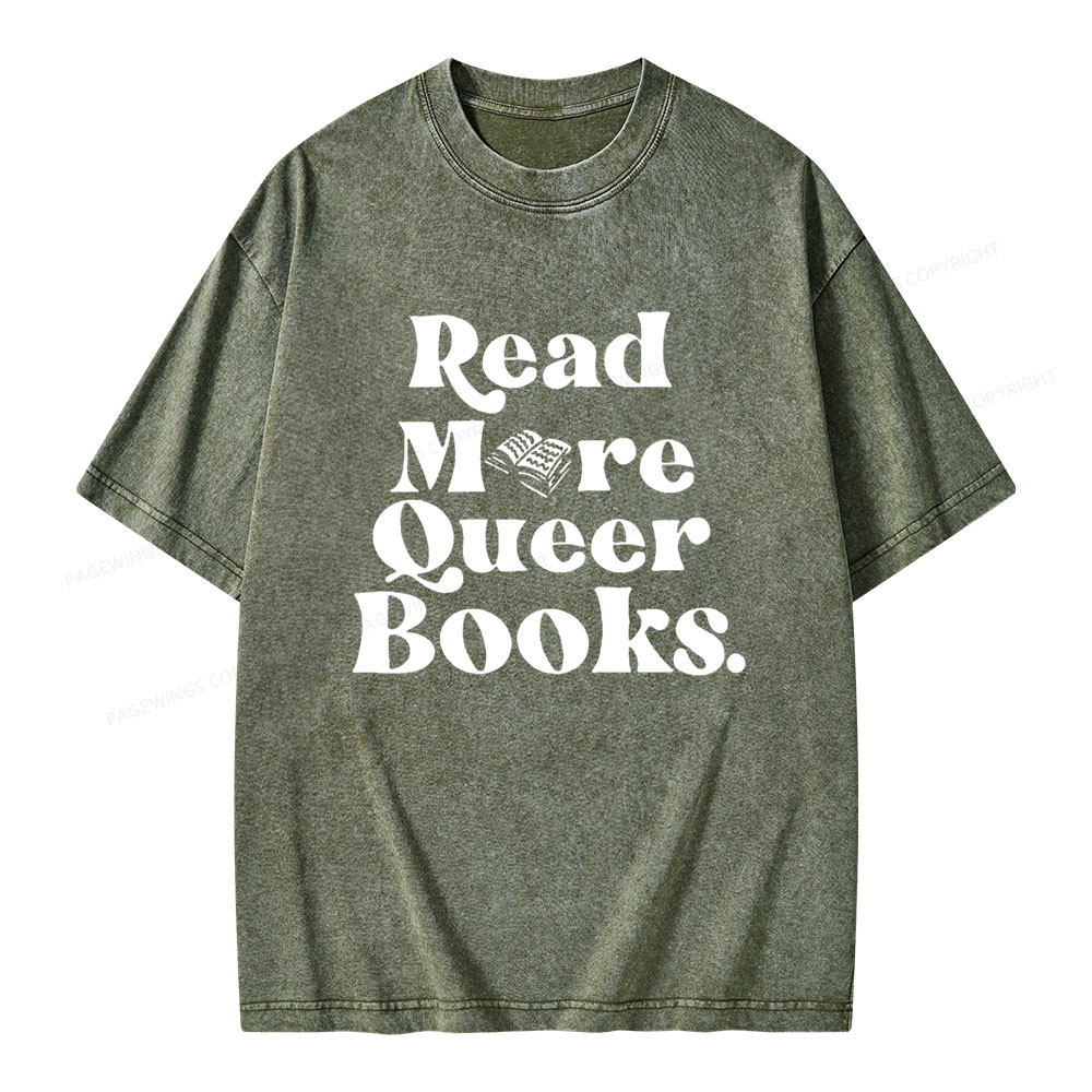 Pagewings Read More Queer Books Unisex Washed T-shirt