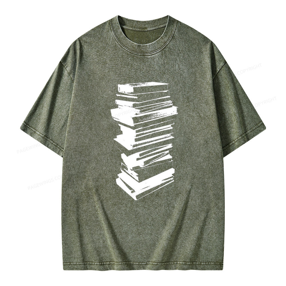 Pagewings Stack of Books Unisex Washed T-shirt