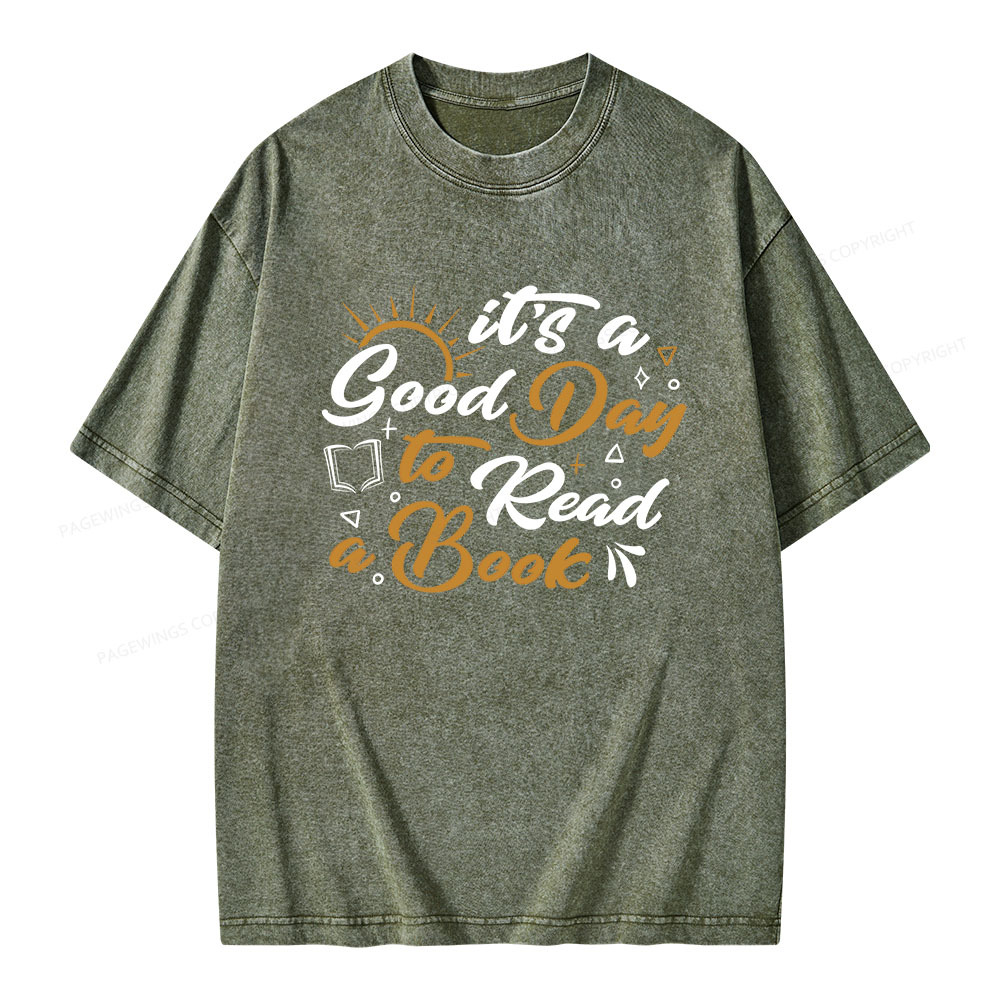 Pagewings It's A Good Day To Read A Book Unisex Washed T-shirt