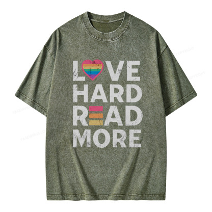 Pagewings Love Hard Read More Unisex Washed T-shirt